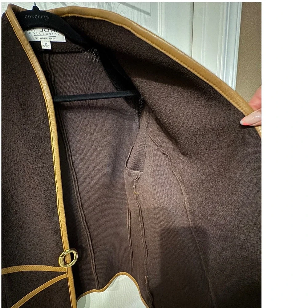 St. John Collection Brown Blazer with Tan Trim